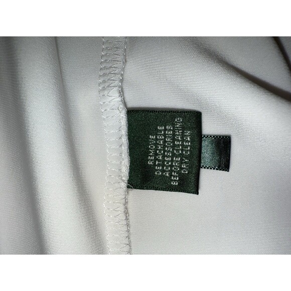 Lauren Ralph Lauren White Ruched One Shoulder Gown Crystal Brooch 2P Petite - Picture 14 of 15